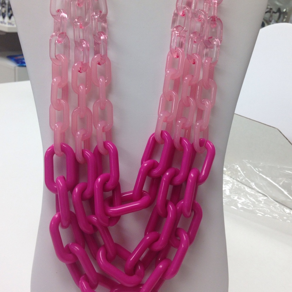 Designer Pink ombré  Layered chains necklace